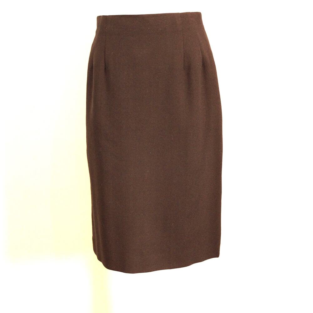 Talbots Skirt Women 8 Black Wool lined Back Zip Slit Knee Length Straight Career